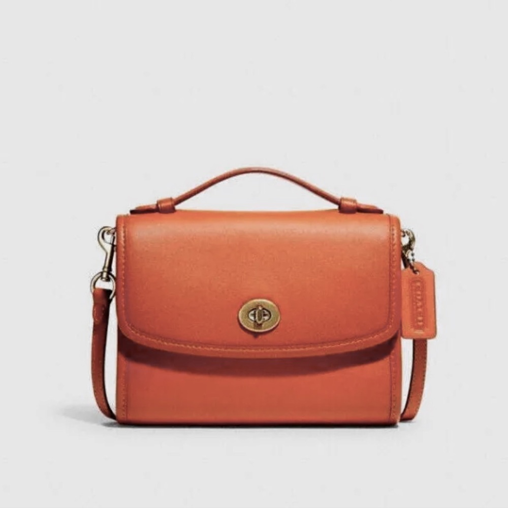 Coach Women's Brass/Gold Hardware Canyon Kip Turnlock Crossbody - NWT